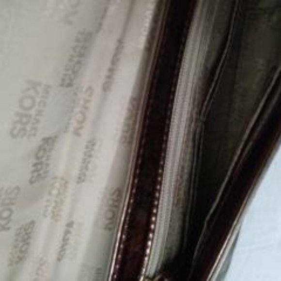 Michael Kors Bronze Shiny Metallic Signature Bag with Gold Chain Strap - Picture 15 of 15